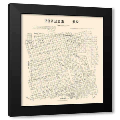 Fisher County Texas - Walsh 1880 Black Modern Wood Framed Art Print with Double Matting by Walsh