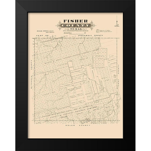 Fisher County Texas - Gast 1870  Black Modern Wood Framed Art Print by Gast
