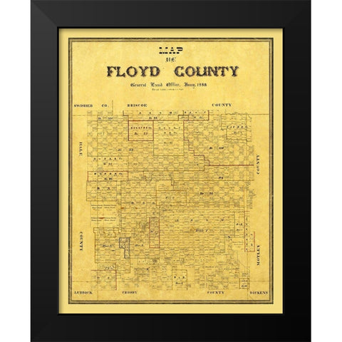 Floyd County Texas - 1888 Black Modern Wood Framed Art Print by Unknown