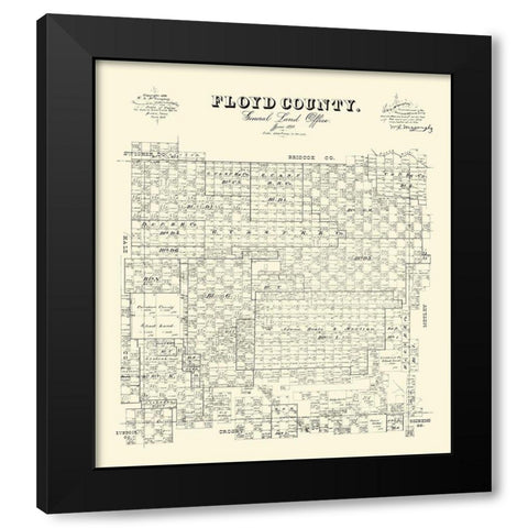 Floyd County Texas - McGaughey 1892 Black Modern Wood Framed Art Print with Double Matting by McGaughey