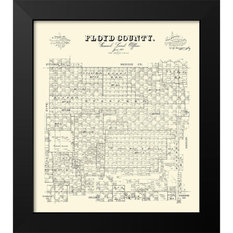 Floyd County Texas - McGaughey 1892 Black Modern Wood Framed Art Print by McGaughey