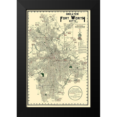 Fort Worth Texas - Rogers 1920 Black Modern Wood Framed Art Print by Rogers