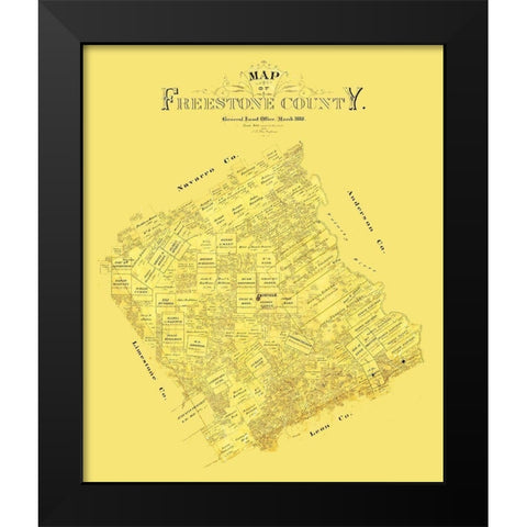 Freestone County Texas - Blau 1888 Black Modern Wood Framed Art Print by Blau
