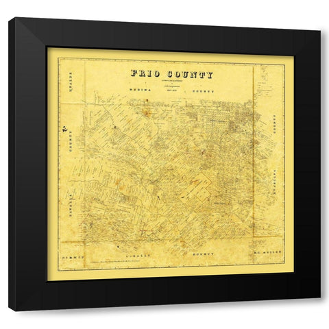 Frio County Texas - Langermann 1879 Black Modern Wood Framed Art Print with Double Matting by Langermann