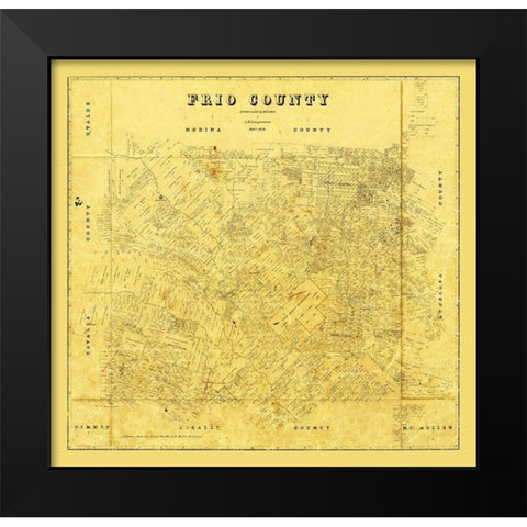 Frio County Texas - Langermann 1879 Black Modern Wood Framed Art Print by Langermann