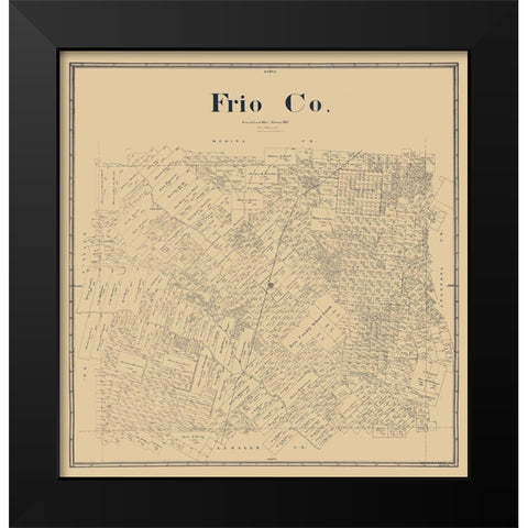 Frio County Texas - Beaumont 1893  Black Modern Wood Framed Art Print by Beaumont