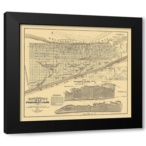 Galveston Texas - Trimble 1867 Black Modern Wood Framed Art Print with Double Matting by Trimble