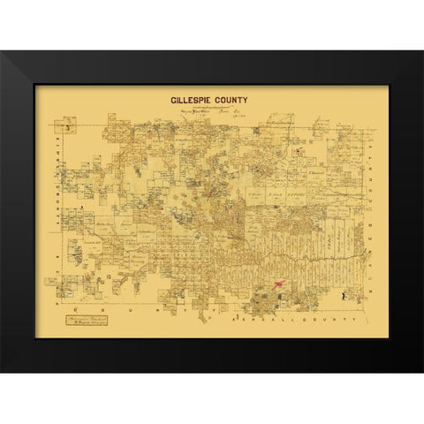 Gillespie County Texas -1873 Black Modern Wood Framed Art Print by Unknown