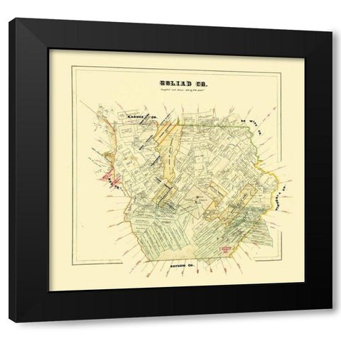 Goliad County Texas - Arlitt 1871 Black Modern Wood Framed Art Print by Arlitt