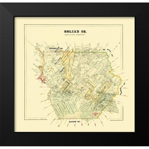 Goliad County Texas - Arlitt 1871 Black Modern Wood Framed Art Print by Arlitt
