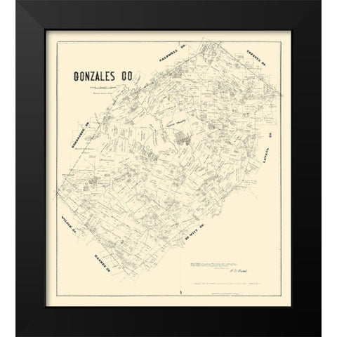 Gonzales County Texas - Walsh 1880 Black Modern Wood Framed Art Print by Walsh