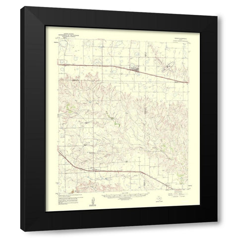 Groom Texas Quad - USGS 1961 Black Modern Wood Framed Art Print with Double Matting by USGS