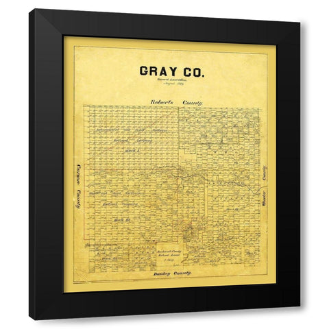Gray County Texas - 1889 Black Modern Wood Framed Art Print with Double Matting by Unknown
