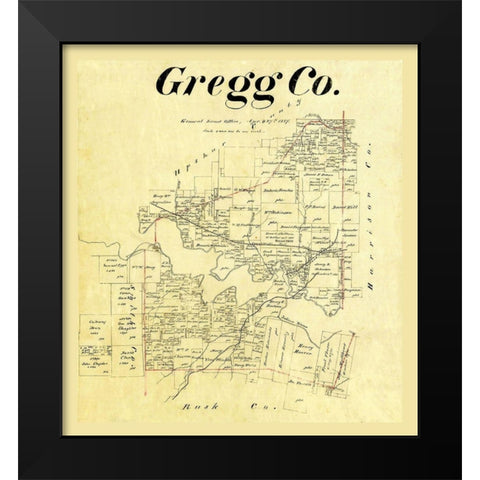 Gregg County Texas - Cousins 1874 Black Modern Wood Framed Art Print by Cousins