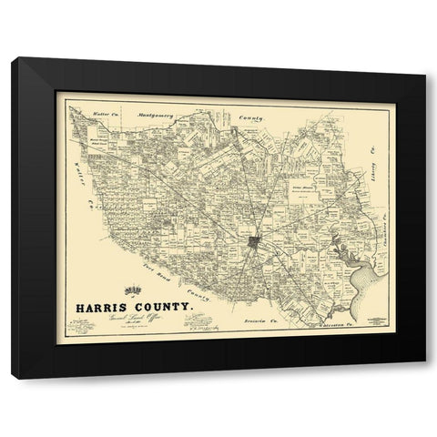 Harris Texas Landowner - Land Office 1893 Black Modern Wood Framed Art Print with Double Matting by Land Office
