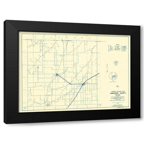 Hansford Texas - Highway Dept 1940 Black Modern Wood Framed Art Print with Double Matting by Highway Dept