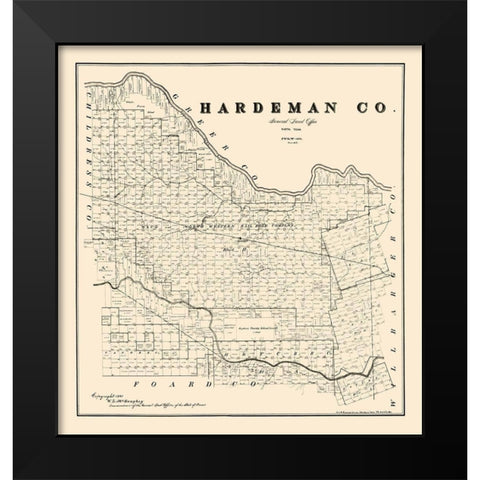 Hardeman County Texas - McGaughey 1891 Black Modern Wood Framed Art Print by McGaughey