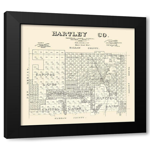 Hartley County Texas - McGaughey 1882 Black Modern Wood Framed Art Print by McGaughey