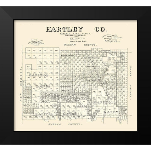 Hartley County Texas - McGaughey 1882 Black Modern Wood Framed Art Print by McGaughey