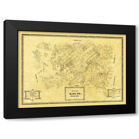 Hays County Texas - Arlitt 1861 Black Modern Wood Framed Art Print by Arlitt