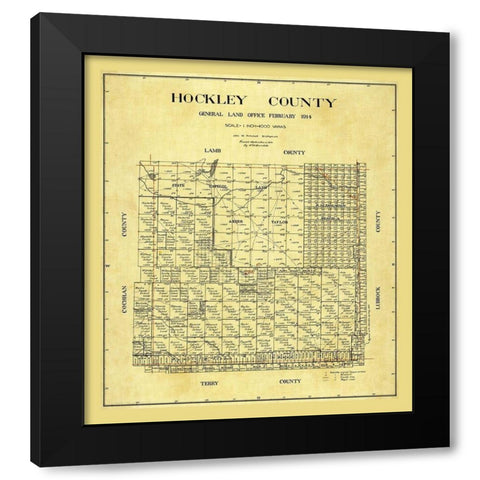 Hockley County Texas - Pritchett 1914 Black Modern Wood Framed Art Print with Double Matting by Pritchett