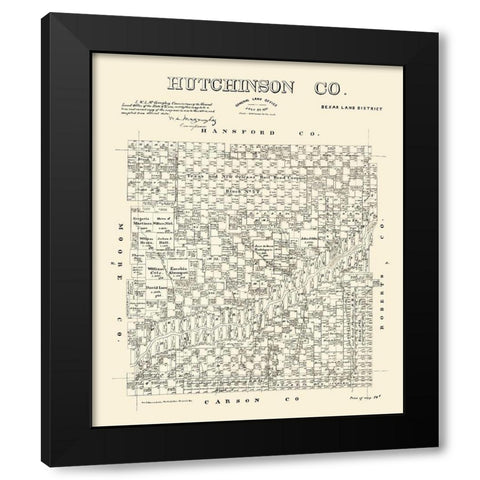 Hutchinson County Texas - McGaughey 1891 Black Modern Wood Framed Art Print with Double Matting by McGaughey