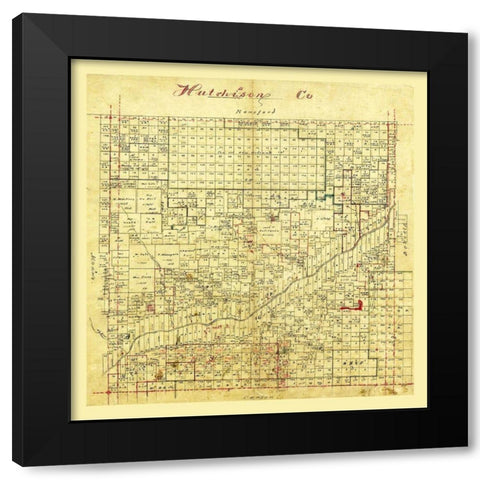 Hutchinson County Texas Black Modern Wood Framed Art Print with Double Matting by Unknown