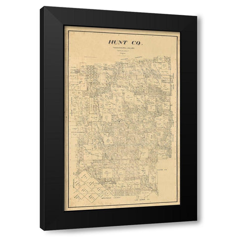 Hunt County Texas - Pressler 1894  Black Modern Wood Framed Art Print with Double Matting by Pressler