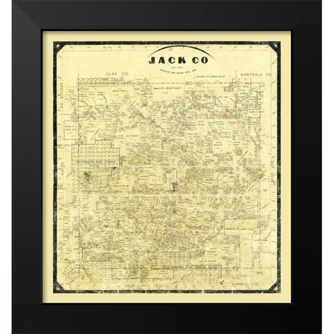Jack County Texas - Wise 1878 Black Modern Wood Framed Art Print by Wise
