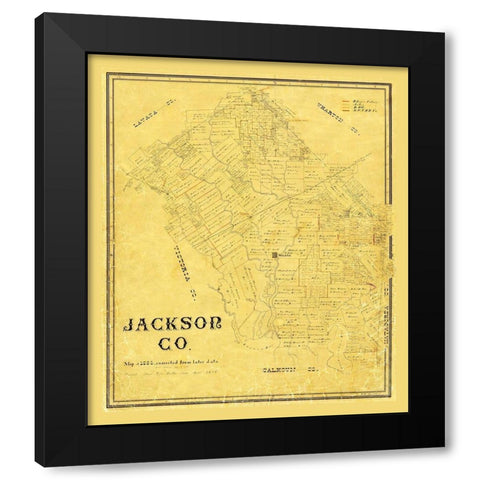 Jackson County Texas - 1867 Black Modern Wood Framed Art Print by Unknown