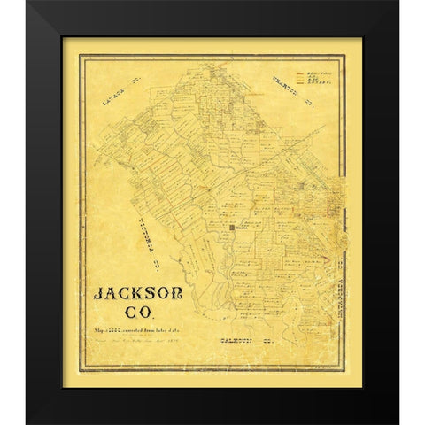 Jackson County Texas - 1867 Black Modern Wood Framed Art Print by Unknown