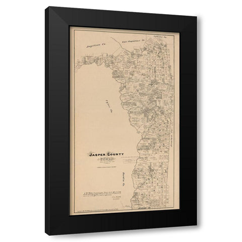 Jasper County Texas - Walsh 1879 Black Modern Wood Framed Art Print with Double Matting by Walsh
