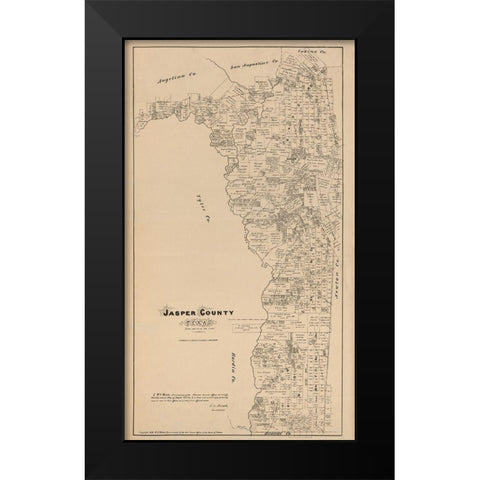 Jasper County Texas - Walsh 1879 Black Modern Wood Framed Art Print by Walsh