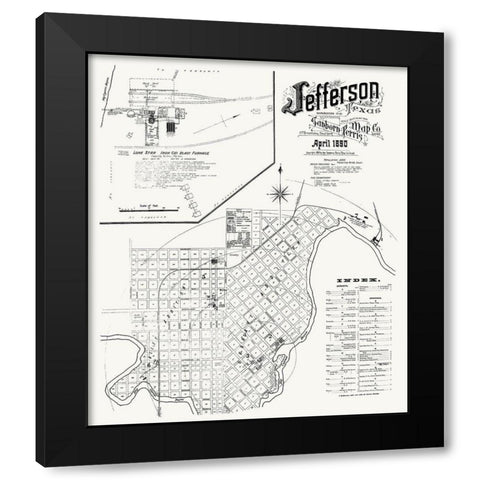 Jefferson Texas - Sanborn 1890 Black Modern Wood Framed Art Print with Double Matting by Sanborn