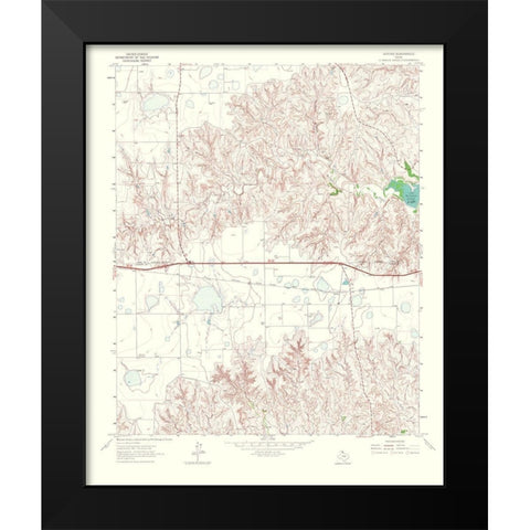 Jericho Texas Quad - USGS 1967 Black Modern Wood Framed Art Print by USGS