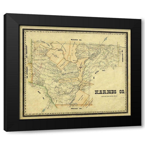 Karnes County Texas - Arlitt 1870  Black Modern Wood Framed Art Print with Double Matting by Arlitt