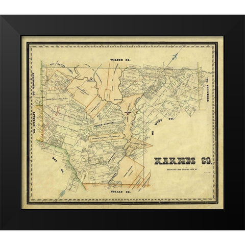 Karnes County Texas - Arlitt 1870  Black Modern Wood Framed Art Print by Arlitt