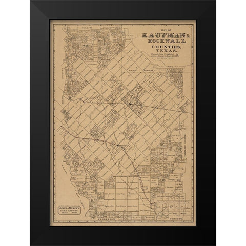 Kaufman County Texas - Jones 1878  Black Modern Wood Framed Art Print by Jones