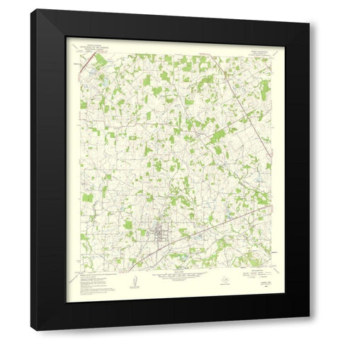 Keene Texas Quad - USGS 1963 Black Modern Wood Framed Art Print with Double Matting by USGS