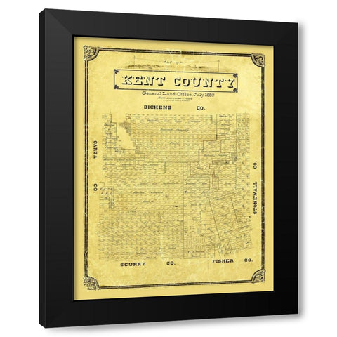 Kent County Texas - Porter 1889  Black Modern Wood Framed Art Print with Double Matting by Porter