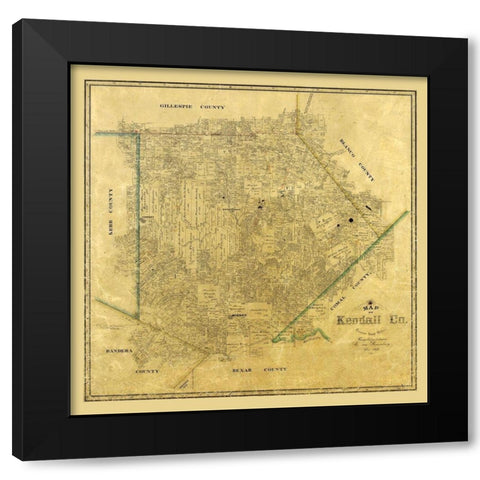 Kendall County Texas - Rosenberg 1879  Black Modern Wood Framed Art Print with Double Matting by Rosenberg