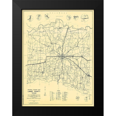 Lamar Texas Highway - Highway Dept 1936 Black Modern Wood Framed Art Print by Highway Dept