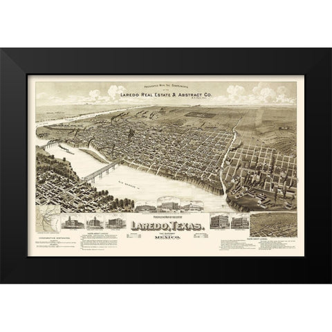 Laredo Texas - American Pub Co 1892 Black Modern Wood Framed Art Print by American Pub Co