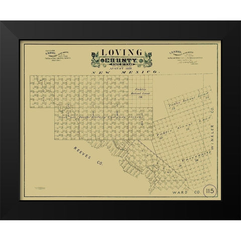 Loving County Texas - Hall 1889  Black Modern Wood Framed Art Print by Hall