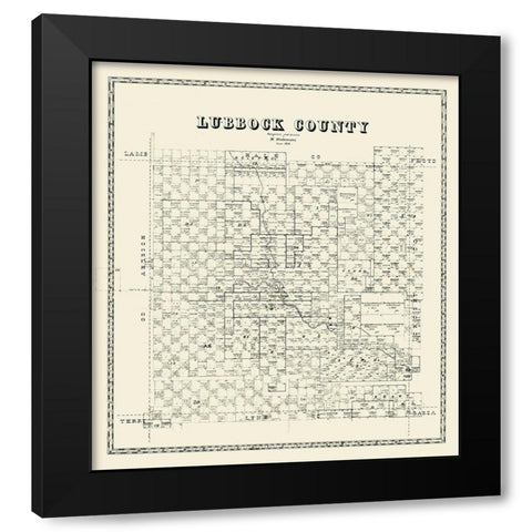 Lubbock County Texas - Stakemann 1879  Black Modern Wood Framed Art Print by Stakemann