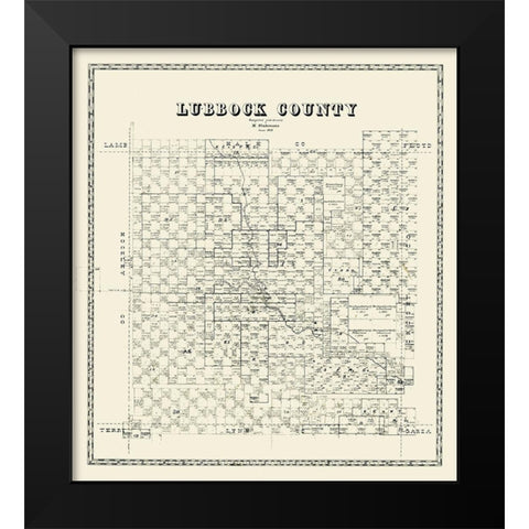 Lubbock County Texas - Stakemann 1879  Black Modern Wood Framed Art Print by Stakemann
