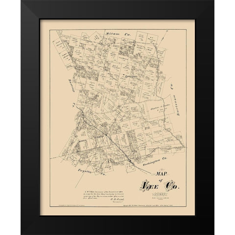 Lee County Texas - Walsh 1879  Black Modern Wood Framed Art Print by Walsh