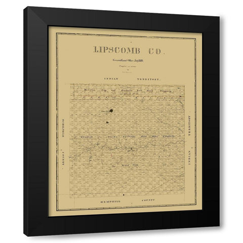 Lipscomb County Texas - Beaumont 1889  Black Modern Wood Framed Art Print by Beaumont