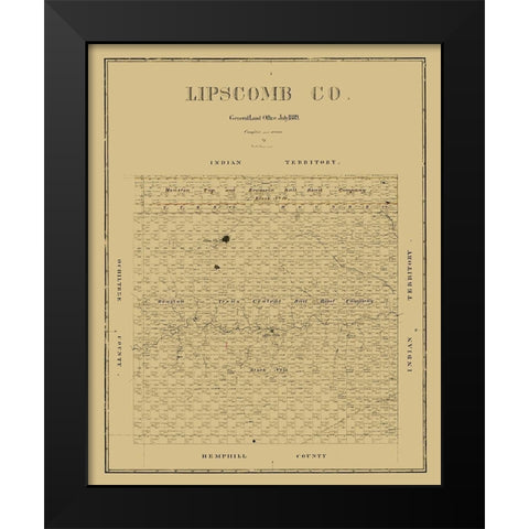 Lipscomb County Texas - Beaumont 1889  Black Modern Wood Framed Art Print by Beaumont