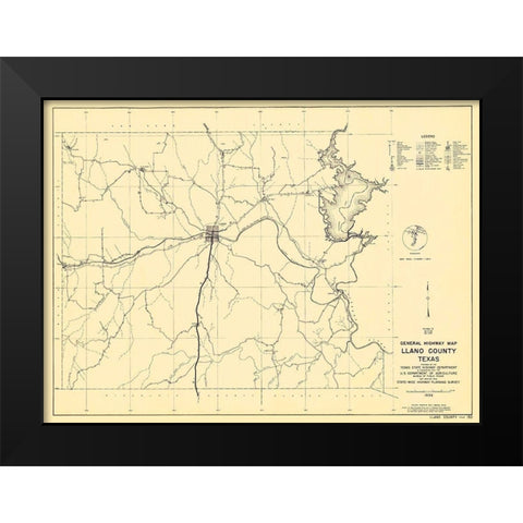 Llano Texas - Highway Dept 1936 Black Modern Wood Framed Art Print by Highway Dept